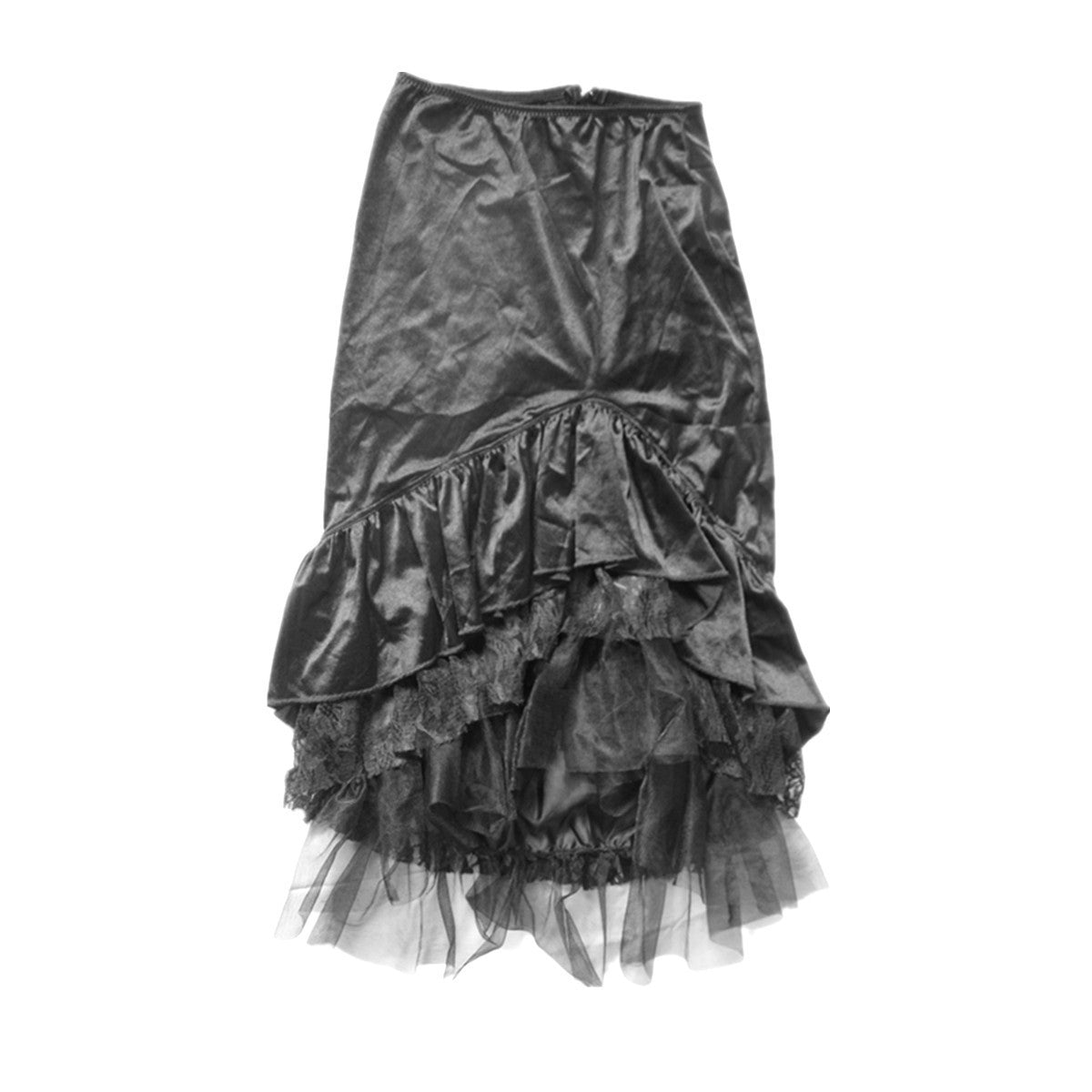 Solid Color Lace Fine Mesh Fishtail Skirt