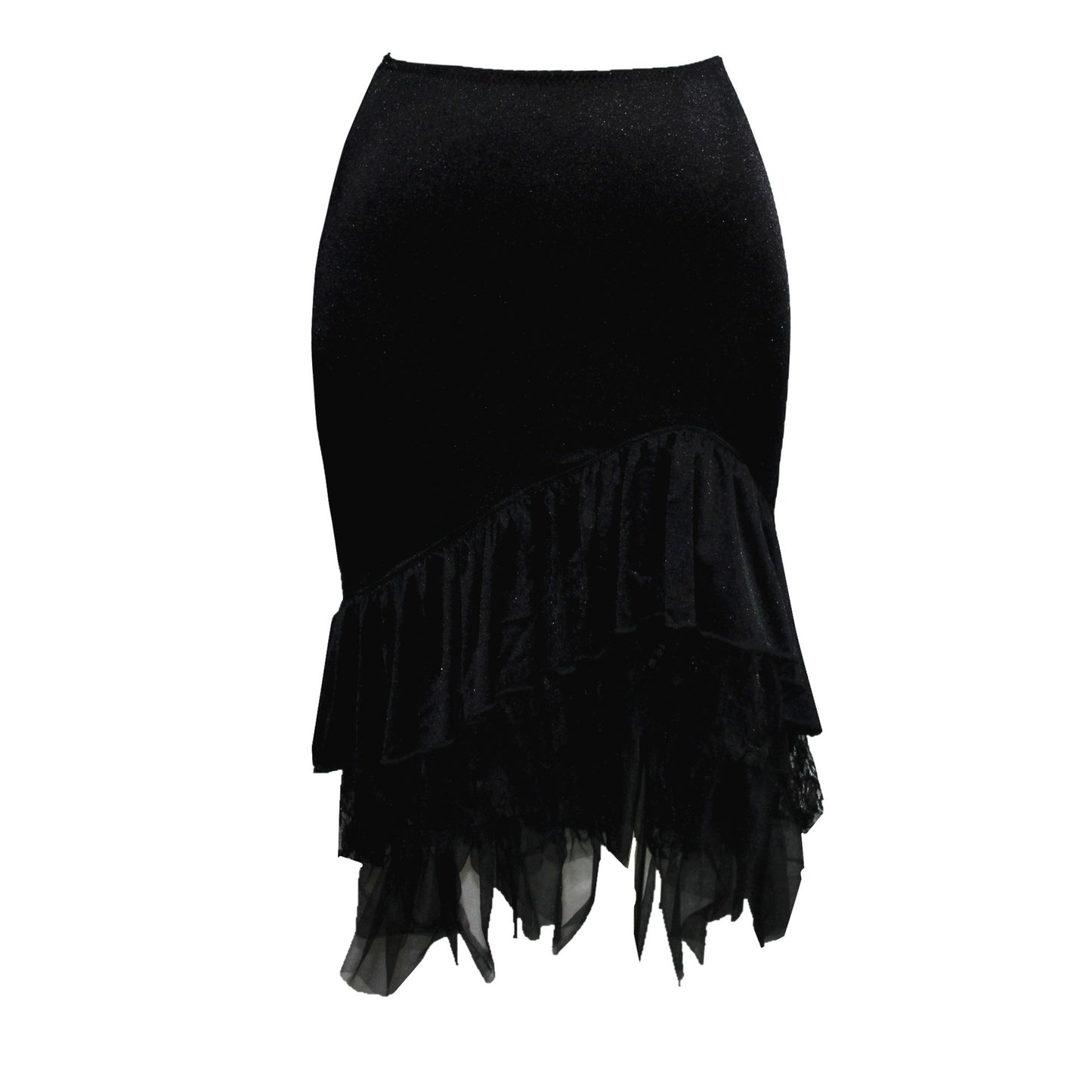 Solid Color Lace Fine Mesh Fishtail Skirt