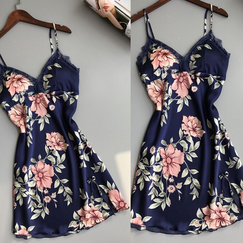 Lace satin sleepwear robe dress by M Chic Boutique, featuring delicate lace details and a smooth satin fabric.