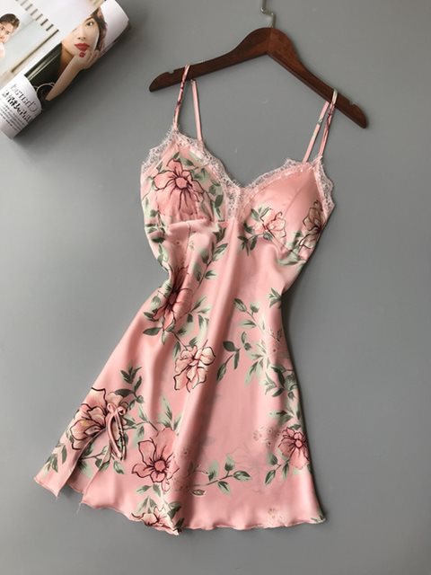 Lace satin robe sleepwear dress in elegant design, featuring delicate lace details and smooth satin fabric.