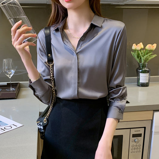 Long-sleeved Satin Shirt