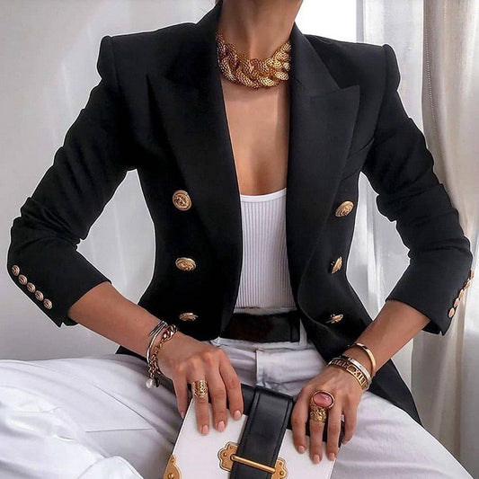 Solid Color Casual Suit Short Jacket - M Chic Boutique