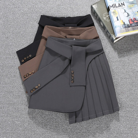 Pleated lace A-line skirt