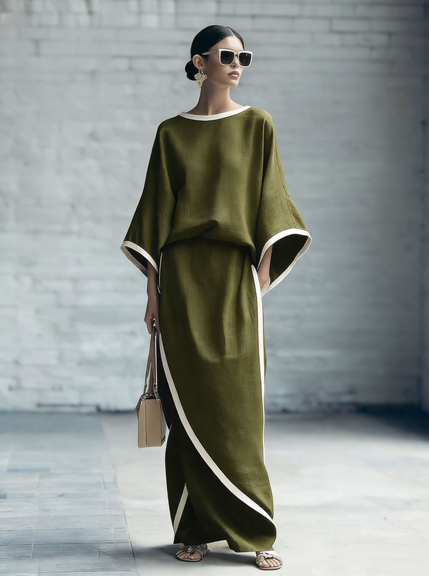 Loose-fitting Wide-leg Pants Two-piece Set