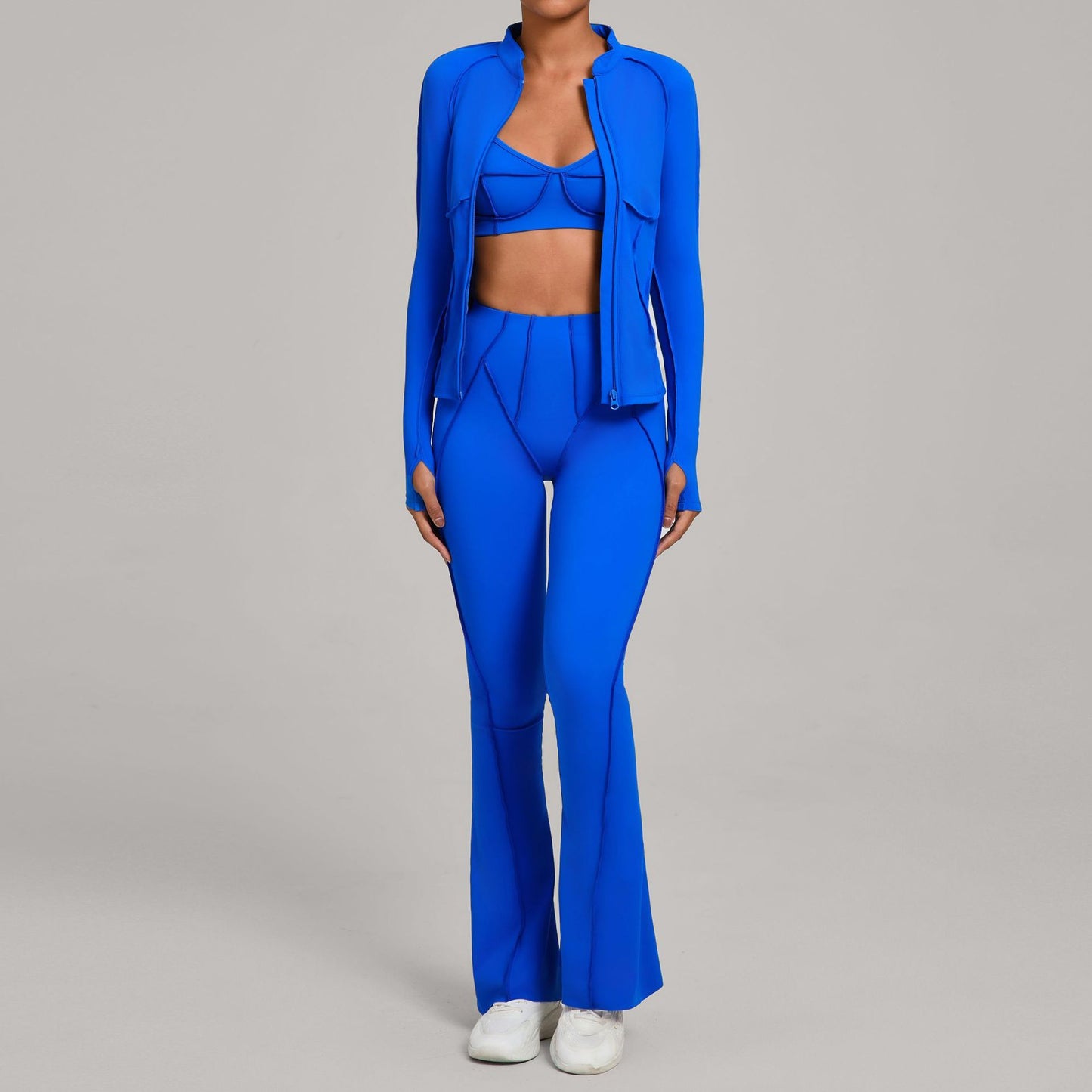 M Chic Boutique zip-up activewear top and matching yoga pants set, comfortable and stylish for workout or casual wear.