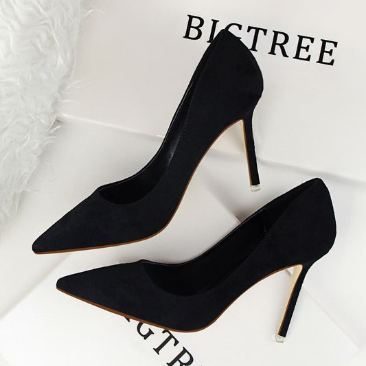 Suede stiletto pointy heels