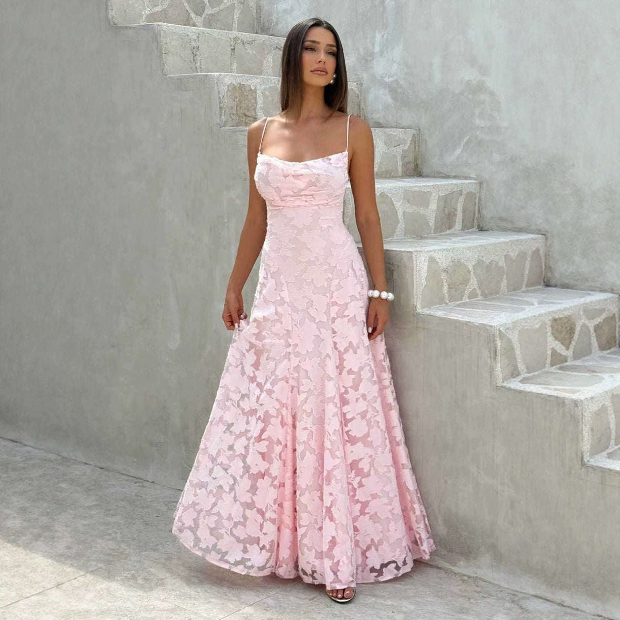 Backless lace-up design dress by M Chic Boutique, featuring a stylish backless silhouette and elegant lace-up details.