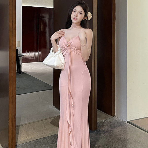 Rose Three-dimensional Flower Sling Dress