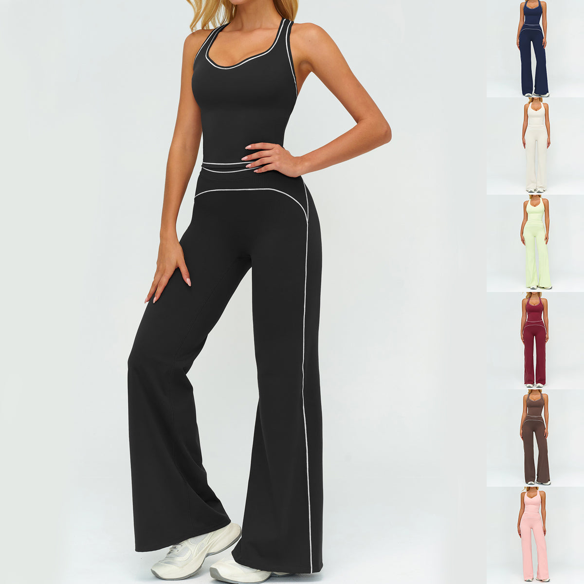 V-neck sleeveless gym set by M Chic Boutique, activewear with breathable fabric and fitted design for workout comfort.