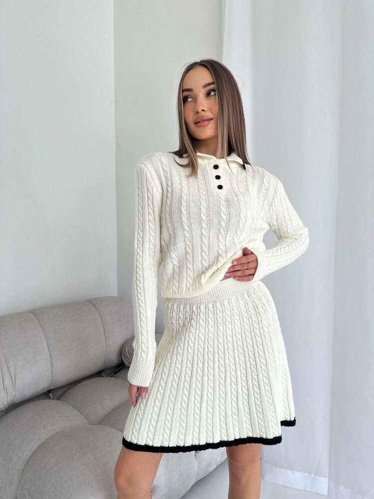 Long Sleeve Knitted Button Sweater Dress
