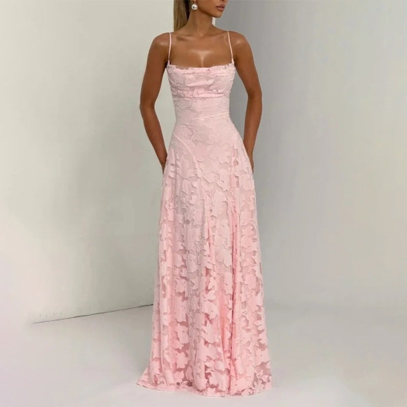 Backless lace-up design dress by M Chic Boutique, featuring a stylish and elegant silhouette with intricate lace details.