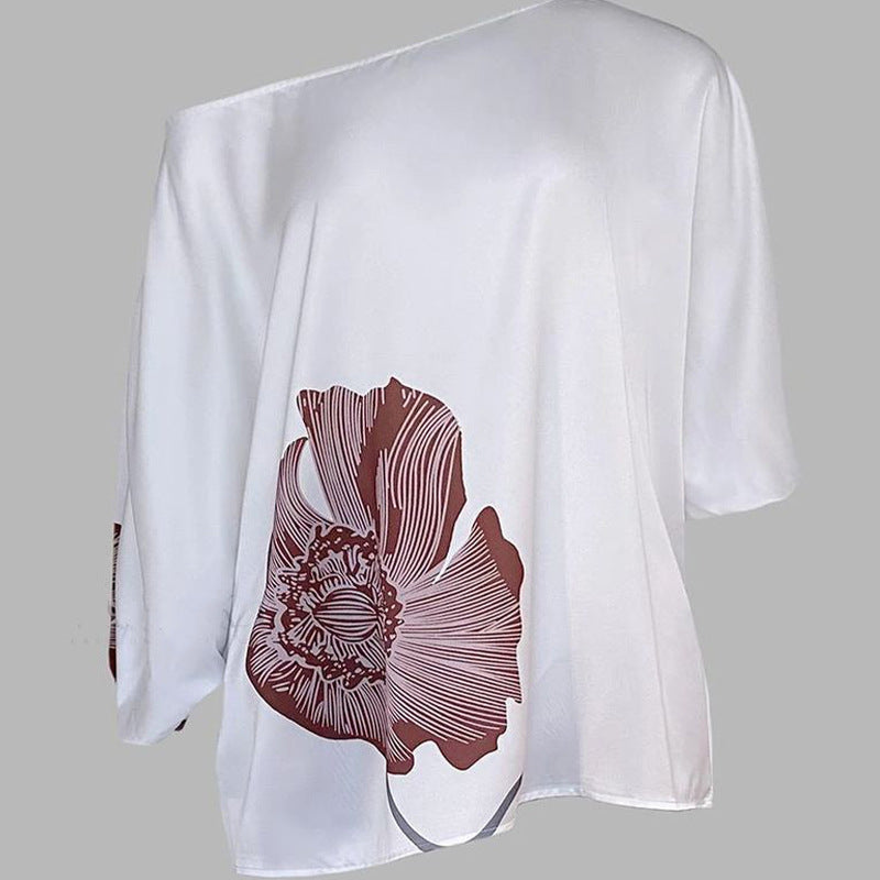 Printed Top Straight-leg Pants Set