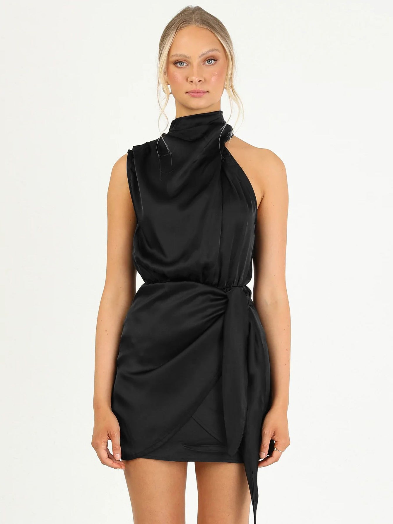Satin Tied Slim Fit Socialite Dress