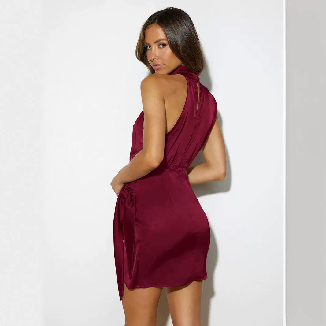 Satin Tied Slim Fit Socialite Dress