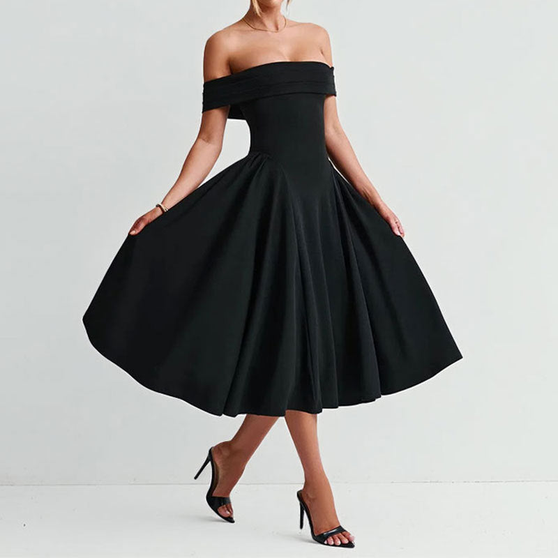 Off-shoulder Solid-color Dress - M Chic Boutique