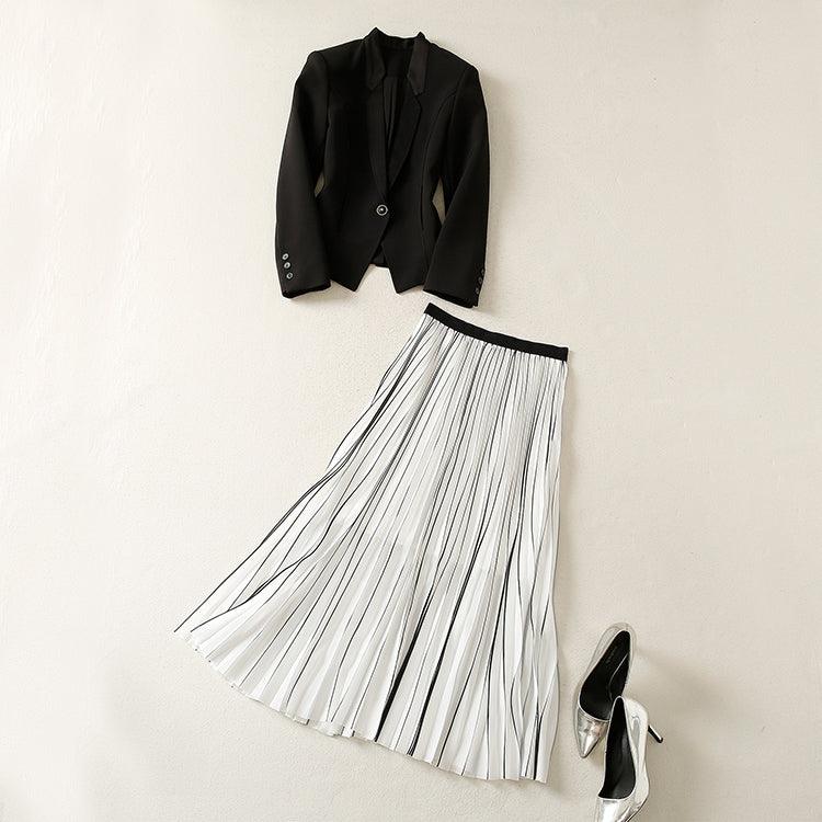 Two Piece Black & White Suit