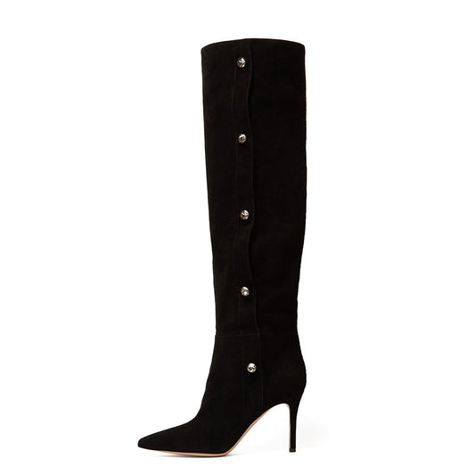 Black Pointed Toe Over The Knee Boots