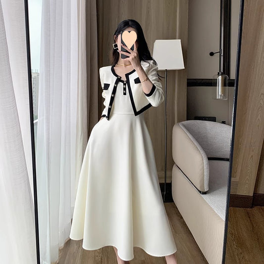 Sling Waist Long Sleeve Short Coat Socialite Suit