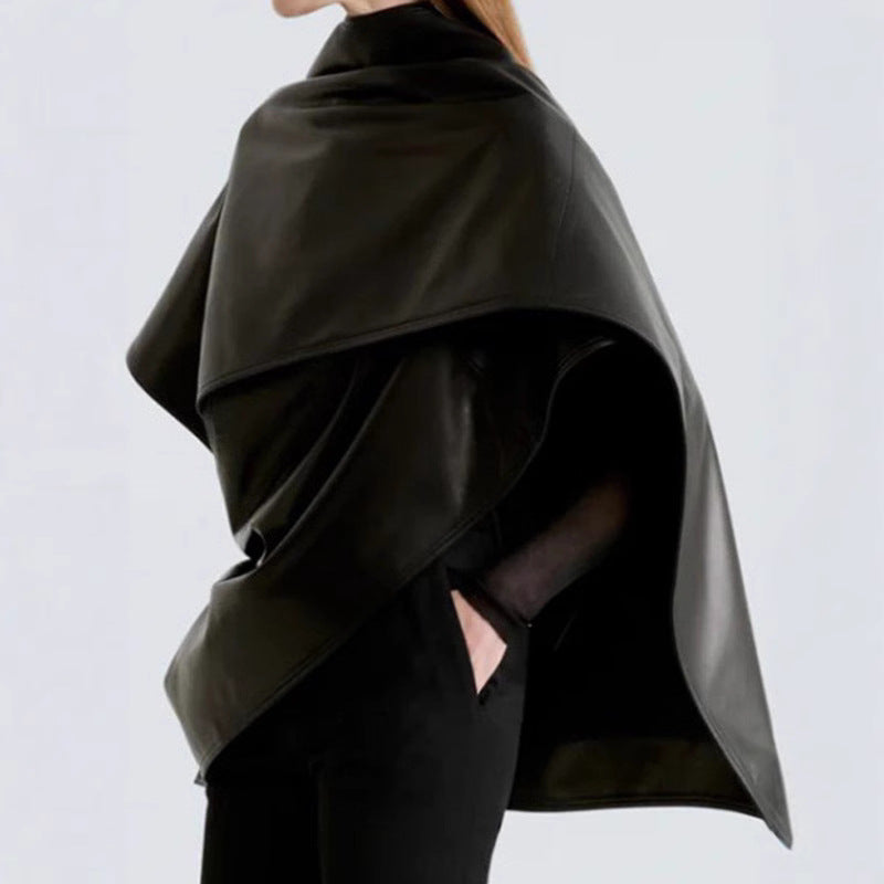 M Chic Boutique Trend Shawl Cape Coat draped over a mannequin, showcasing warm, stylish outerwear with elegant fabric and classic design.
