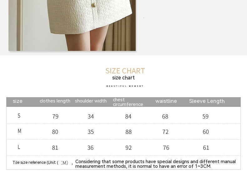 Round Neck Classic Style Chic Button Socialite Tweed Dress