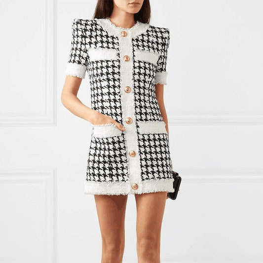Round Neck Button Dress