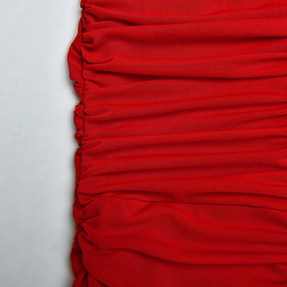 Double-breasted mesh dress