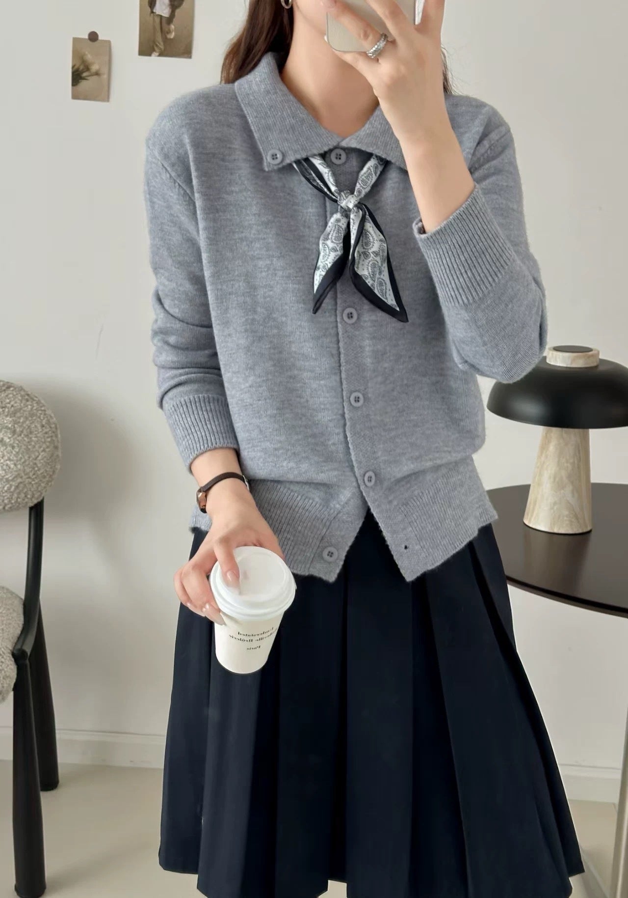Lapel Scarf Sweater