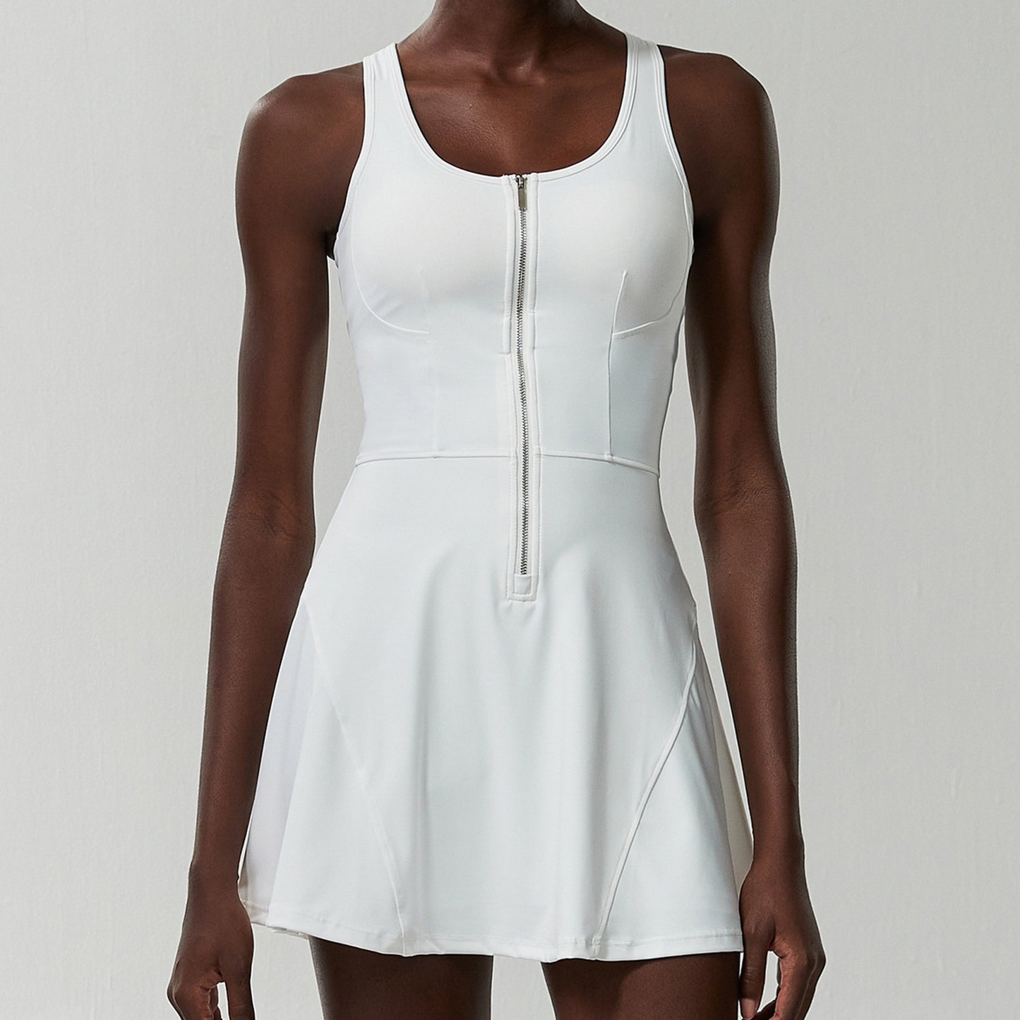 M Chic Boutique zipper tennis skirt dress, activewear with a sporty design and front zipper detail, ideal for tennis or activewear.