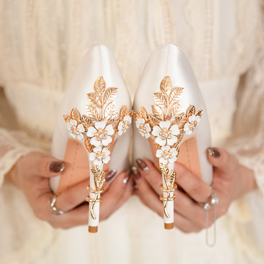 Pointed Toe Satin Pumps