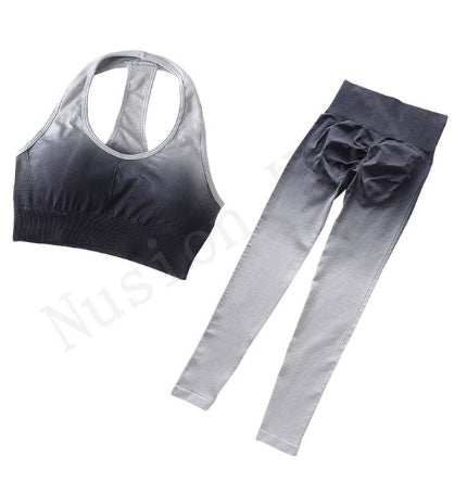 Two-piece seamless yoga and gym activewear set by M Chic Boutique, featuring comfortable stretch fabric in a stylish design.