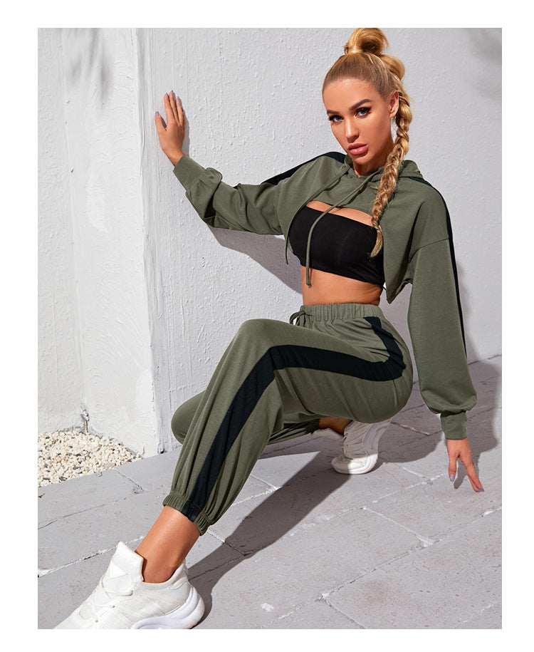 M Chic Boutique hooded sports suit activewear set featuring a comfortable hooded top and matching pants for athletic wear.