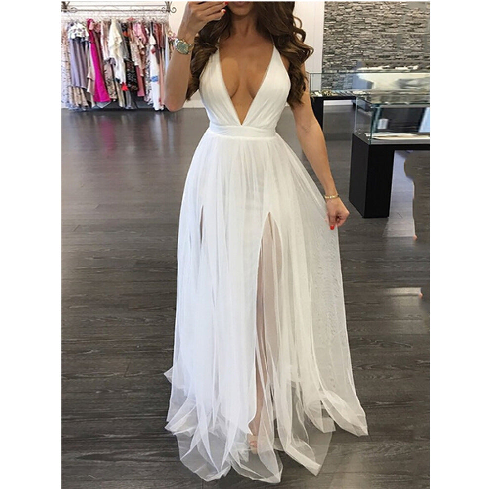 Mesh Sling Long Dress
