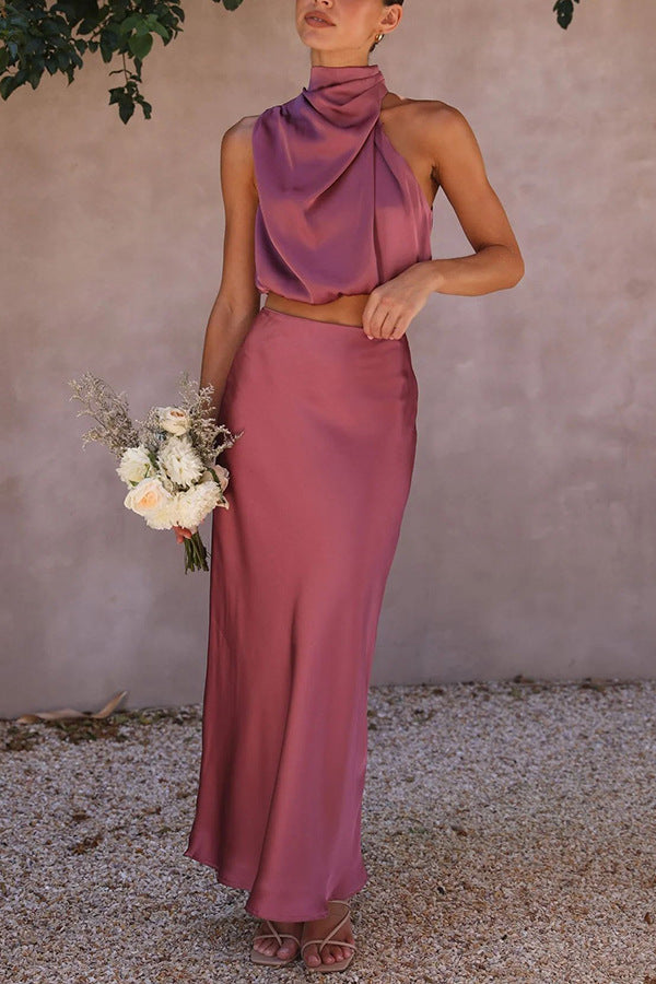 Satin Multi-color Casual Dress