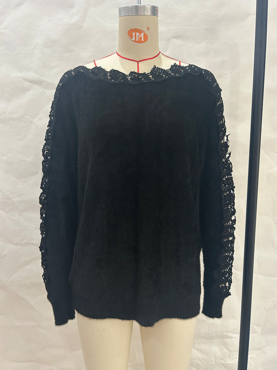 Stitching Sleeve Elegamt Knitted Sweater