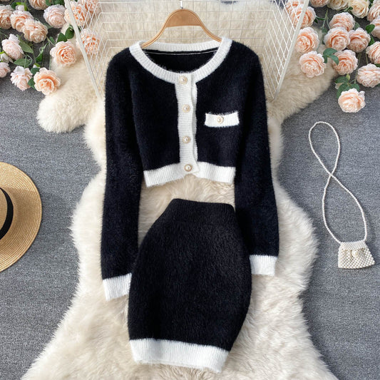 Sweater Skirt Two-Piece Suit