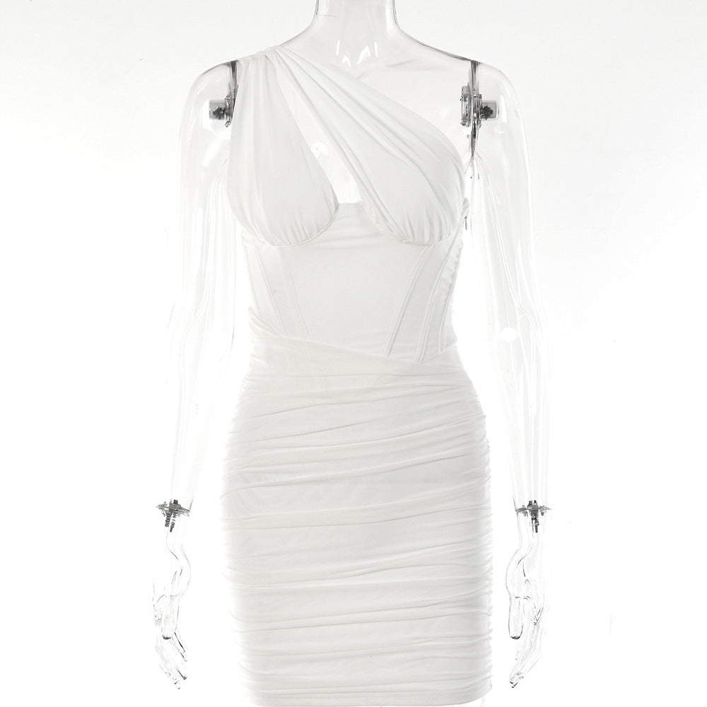White Pleated Mini Dress