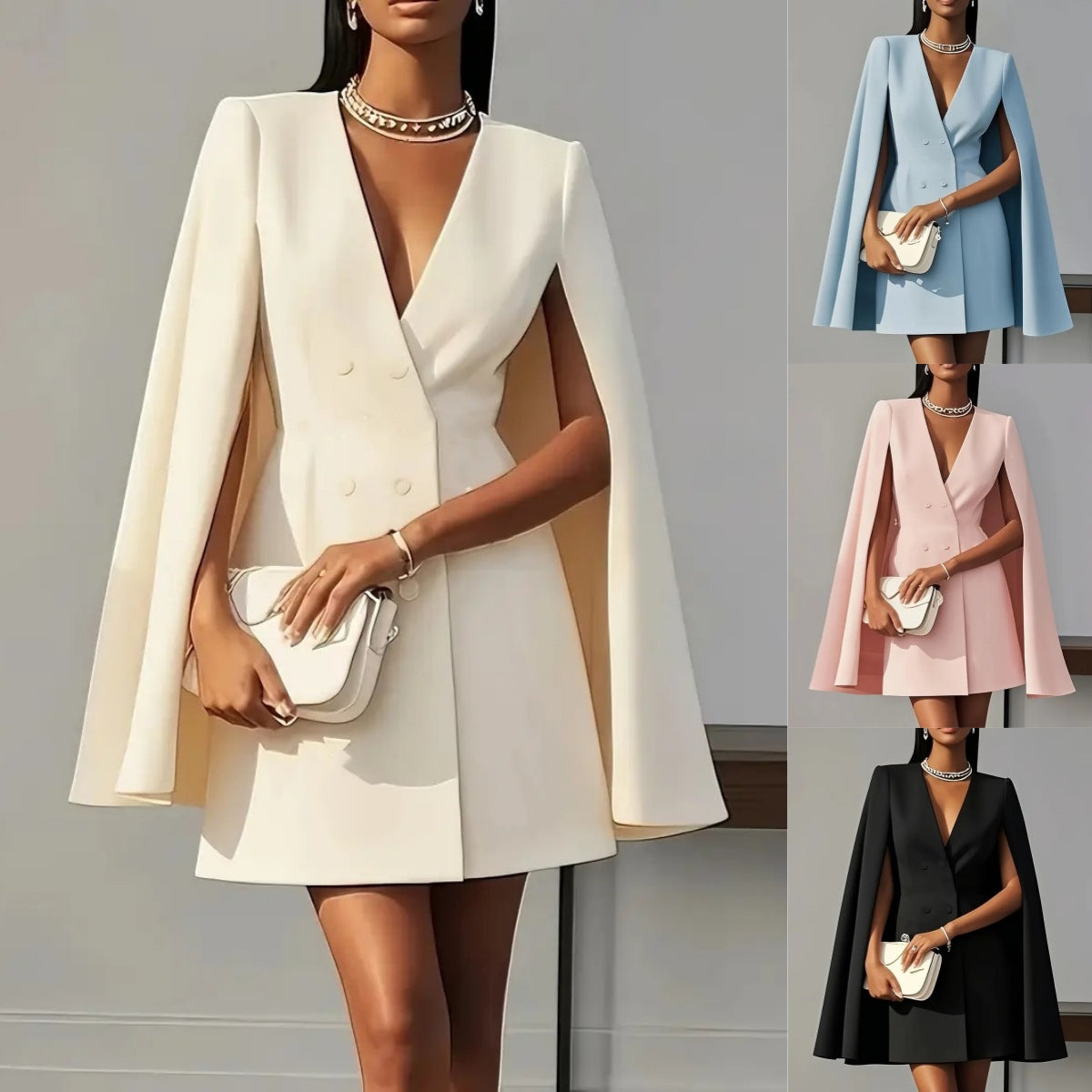 Double Breasted Shawl Suit Dress - M Chic Boutique
