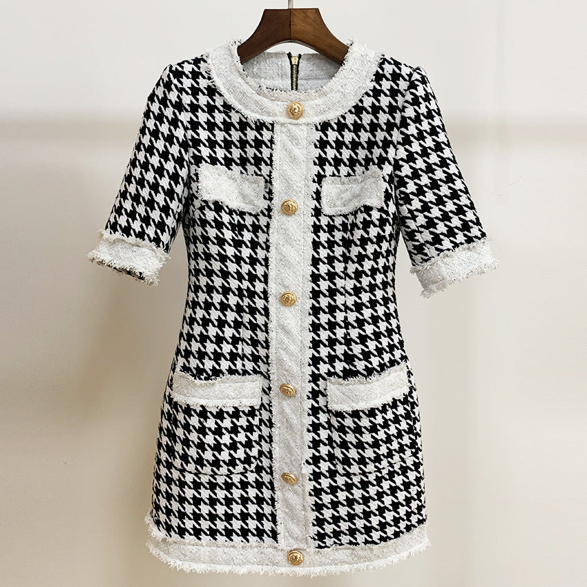 Round Neck Button Dress