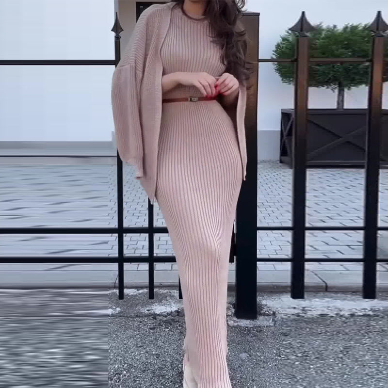 Lazy Knitwear Long Skirt Suit