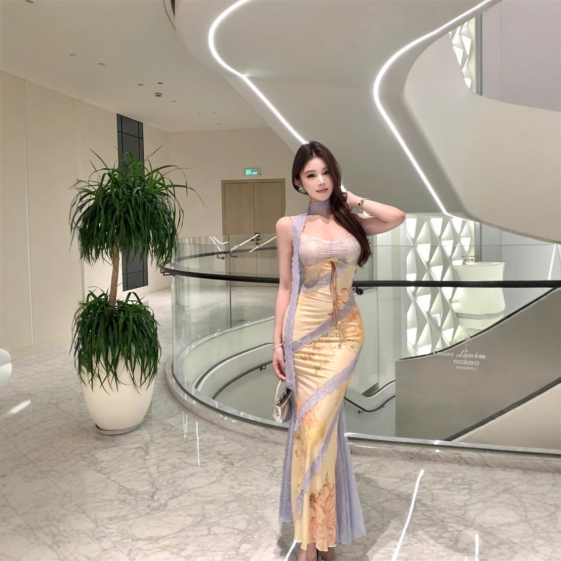 Halter Design Lace Fishtail Skirt