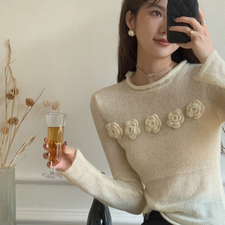Micro Transparent Flower Sweater