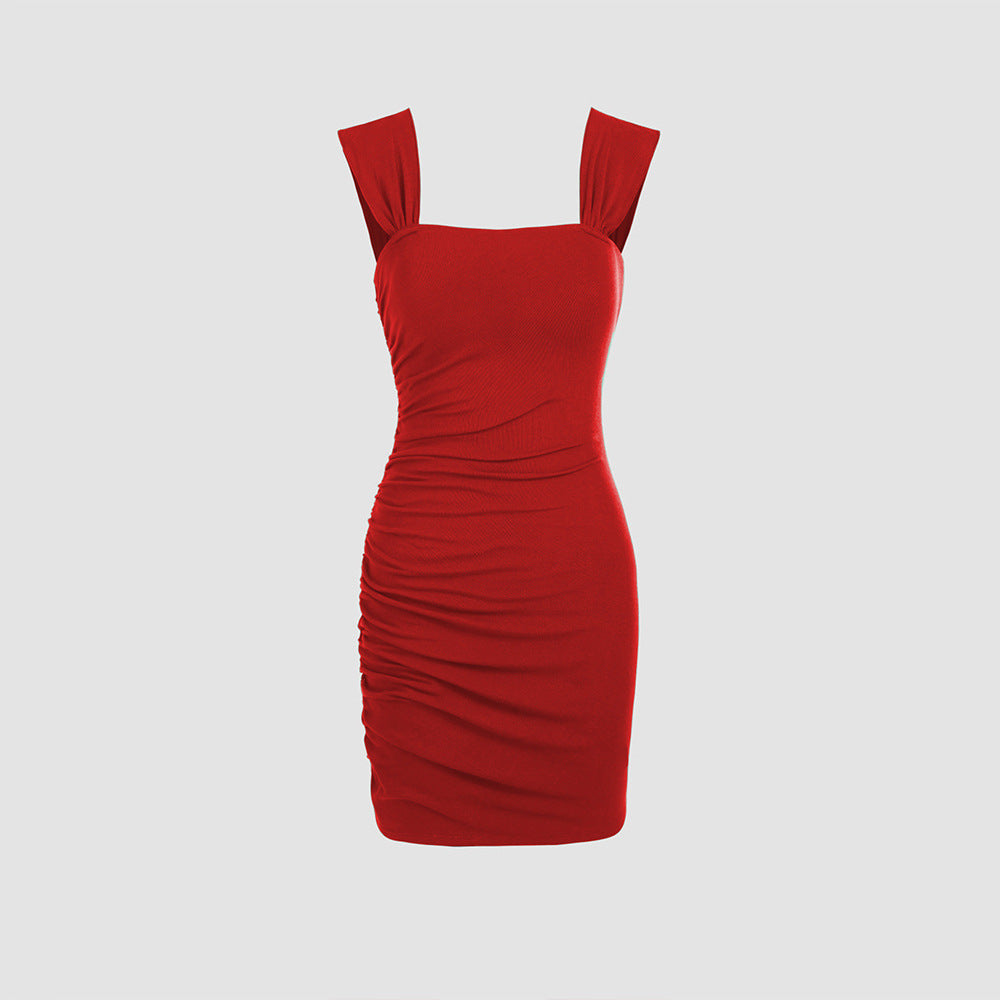 Solid Cinched Short Dress