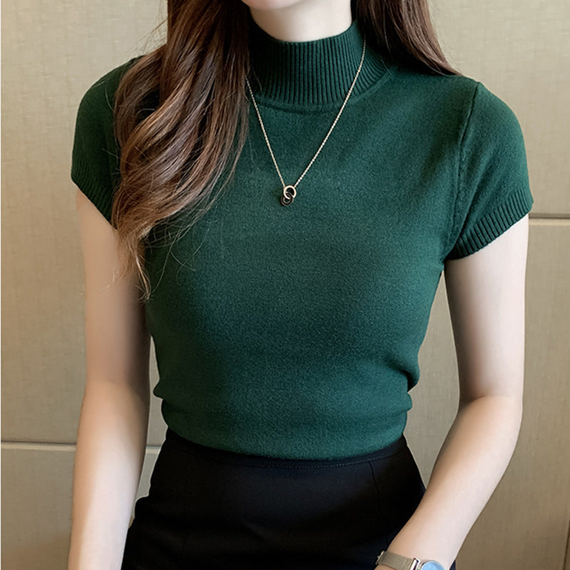 Short sweater with high neck