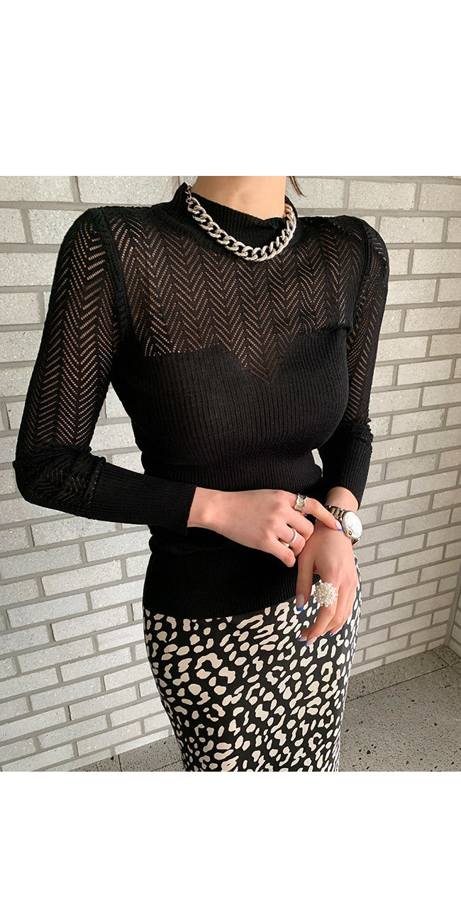 Half Turtleneck Hollow-out Elegant Sweater