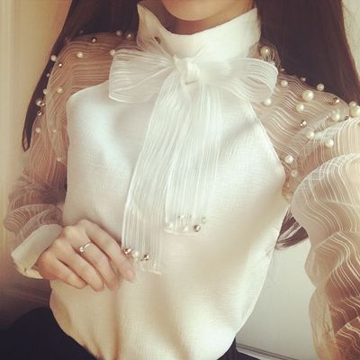 Elegant See-though Sleeves Chiffon Blouse