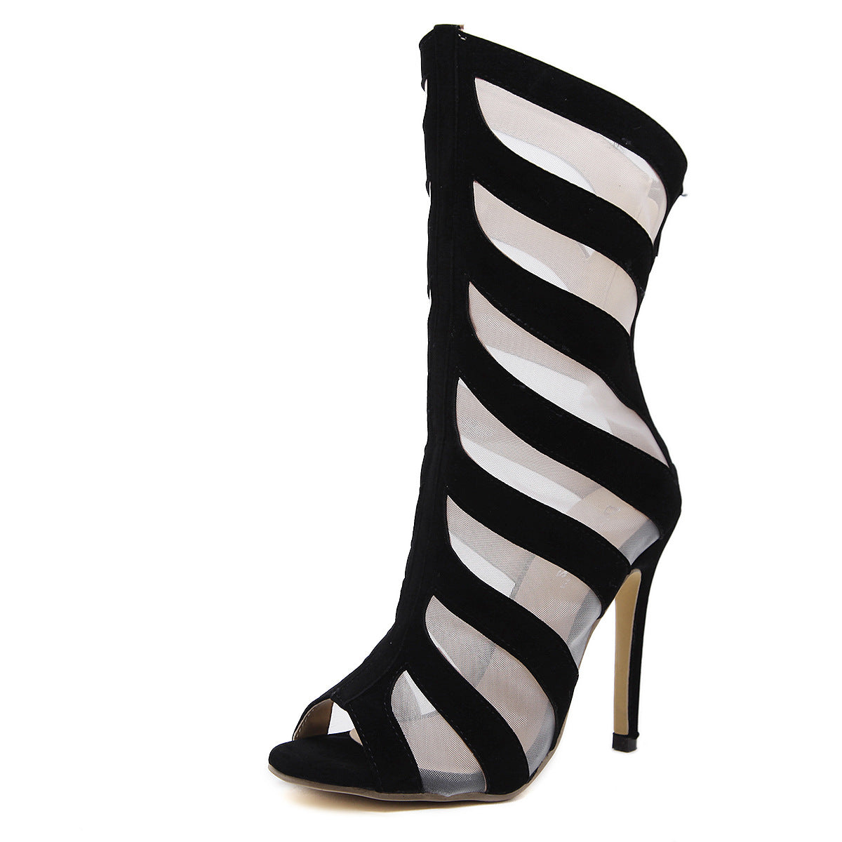 Cool boots fish mouth high heel