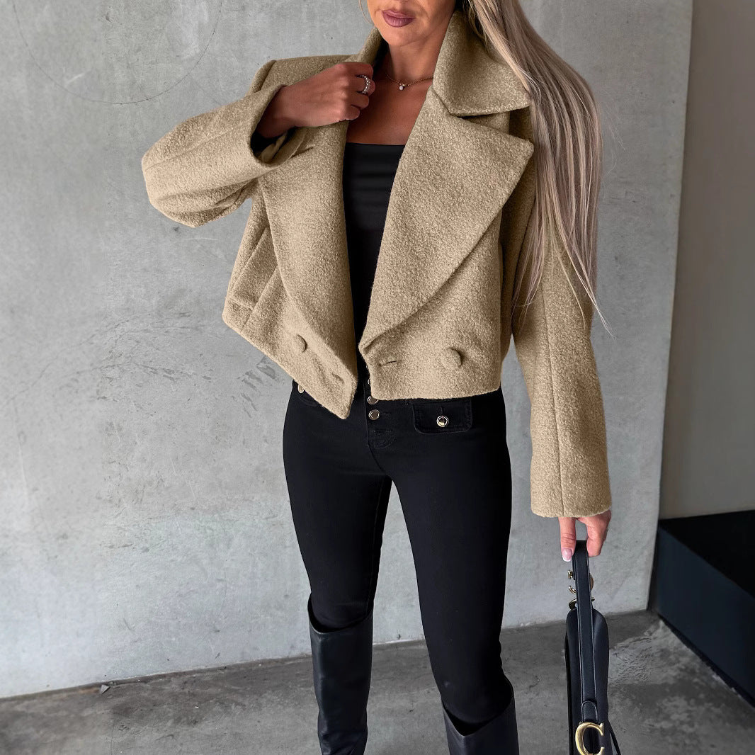 Woolen Cropped Oversized Coat - M Chic Boutique