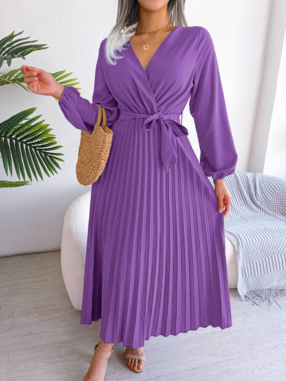 Fashionably Elegant Cross Pleated Maxi Dress