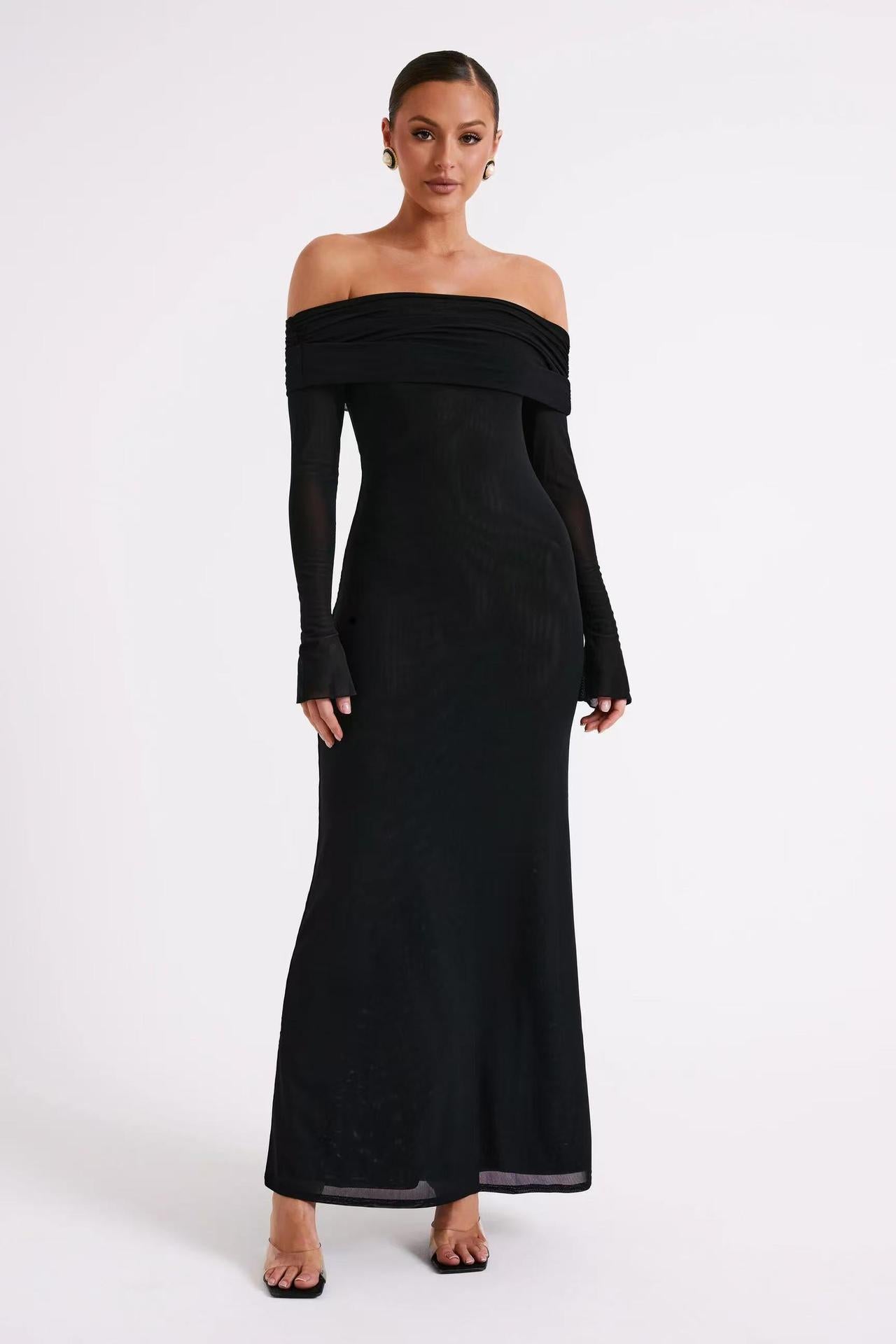 Off-neck Backless Socialite Dress