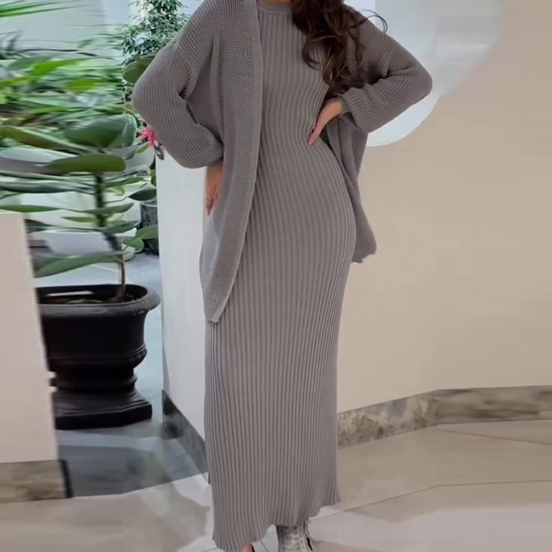 Lazy Knitwear Long Skirt Suit